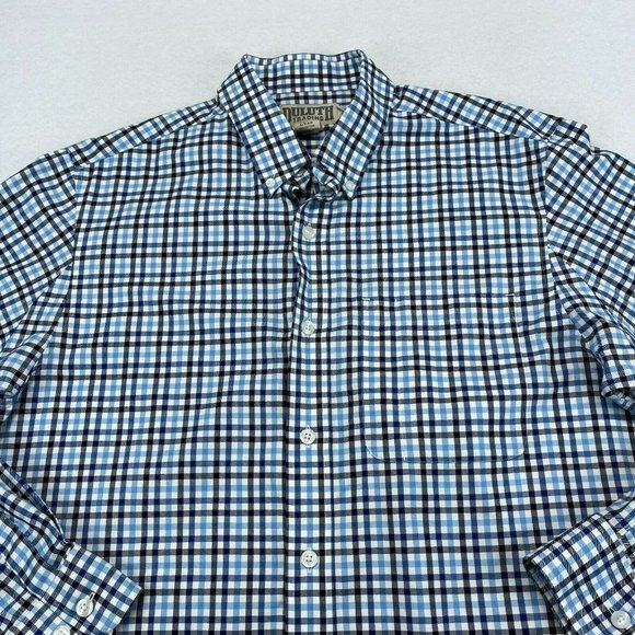 Duluth Trading Button Down Shirt Large Tall LT  Men's Trim Fit Long Sleeve Plaid - Picture 2 of 10